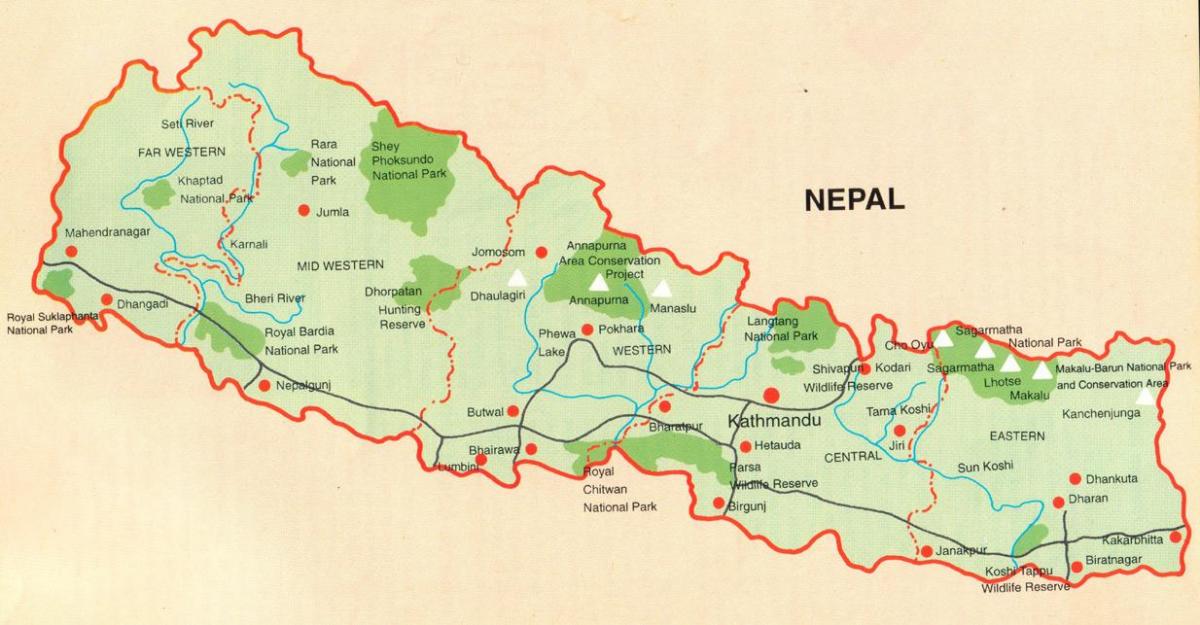 แผนที่ของนักท่องเที่ยวหน่อย pokhara จากเนปาลงั้นหร