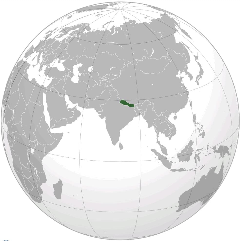 แผนที่ของโลกจากเนปาลงั้นหร