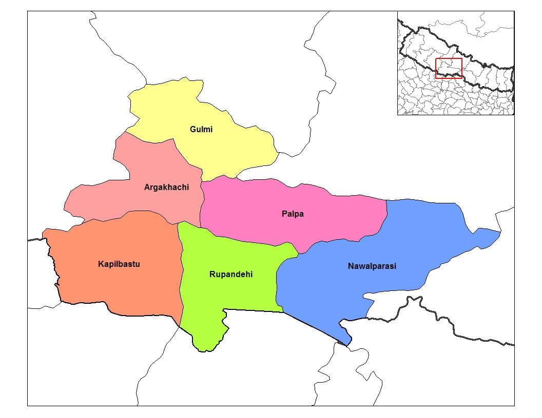 แผนที่ของ rupandehi จากเนปาลงั้นหร