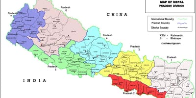 7 pradesh จากเนปาลงั้นหรแผนที่